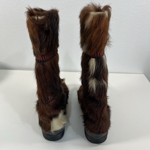 60's 70's GOAT FUR APRES SKI BOOTS Jean-Claude Killy By Wolverine Made In France - Picture 3 of 16